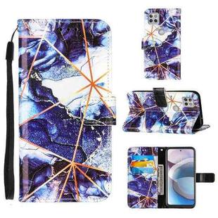 For Motorola Moto One 5G Ace Marble Stitching Horizontal Flip PU Leather Case with Holder & Card Slots & Wallet & Lanyard(Navy Blue)