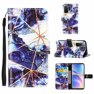 For OnePlus 9 Marble Stitching Horizontal Flip PU Leather Case with Holder & Card Slots & Wallet & Lanyard(Navy Blue)
