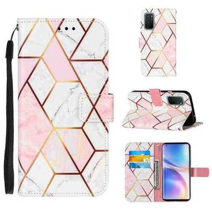 For OnePlus 9 Pro Marble Stitching Horizontal Flip PU Leather Case with Holder & Card Slots & Wallet & Lanyard(Pink White)