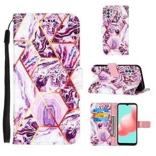 For Samsung Galaxy A32 5G Marble Stitching Horizontal Flip PU Leather Case with Holder & Card Slots & Wallet & Lanyard(Purple)