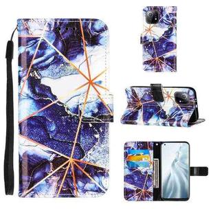 For Xiaomi Mi 11 5G Marble Stitching Horizontal Flip PU Leather Case with Holder & Card Slots & Wallet & Lanyard(Navy Blue)