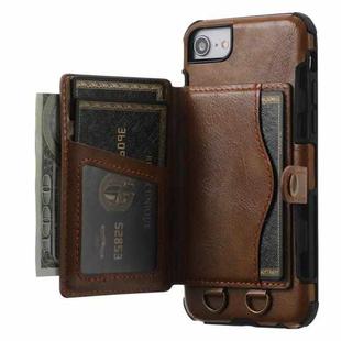 Crazy Horse Texture PU + TPU Shockproof Back Cover Case with Card Slots & Holder & Wallet & Crossbody Strap For iPhone 6 & 6s & 7 & 8(Coffee)