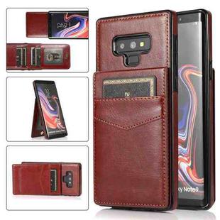 For Samsung Galaxy Note9 Solid Color PC + TPU Protective Case with Holder & Card Slots(Brown)