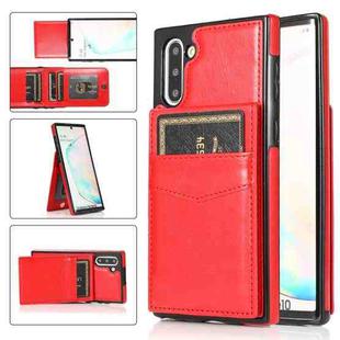 For Samsung Galaxy Note10 Solid Color PC + TPU Protective Case with Holder & Card Slots(Red)