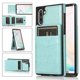 For Samsung Galaxy Note10 Solid Color PC + TPU Protective Case with Holder & Card Slots(Green)
