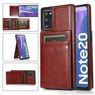 For Samsung Galaxy Note20 Solid Color PC + TPU Protective Case with Holder & Card Slots(Brown)
