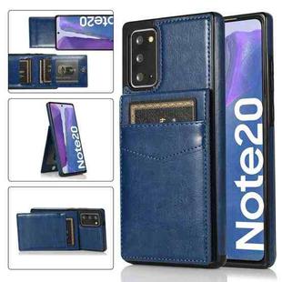 For Samsung Galaxy Note20 Solid Color PC + TPU Protective Case with Holder & Card Slots(Blue)
