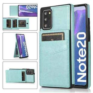For Samsung Galaxy Note20 Solid Color PC + TPU Protective Case with Holder & Card Slots(Green)