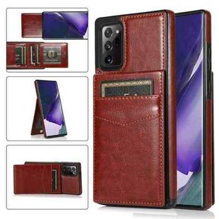For Samsung Galaxy Note20 Ultra Solid Color PC + TPU Protective Case with Holder & Card Slots(Brown)