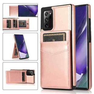 For Samsung Galaxy Note20 Ultra Solid Color PC + TPU Protective Case with Holder & Card Slots(Rose Gold)
