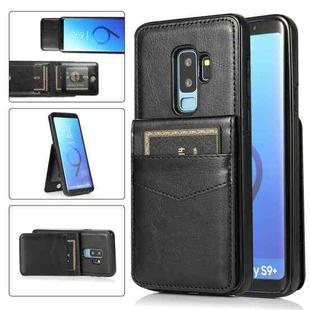 For Samsung Galaxy S9 Plus Solid Color PC + TPU Protective Case with Holder & Card Slots(Black)