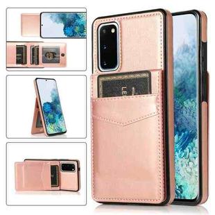 For Samsung Galaxy S20 Solid Color PC + TPU Protective Case with Holder & Card Slots(Rose Gold)