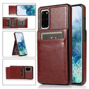 For Samsung Galaxy S20 Plus Solid Color PC + TPU Protective Case with Holder & Card Slots(Brown)