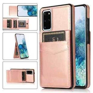 For Samsung Galaxy S20 Plus Solid Color PC + TPU Protective Case with Holder & Card Slots(Rose Gold)