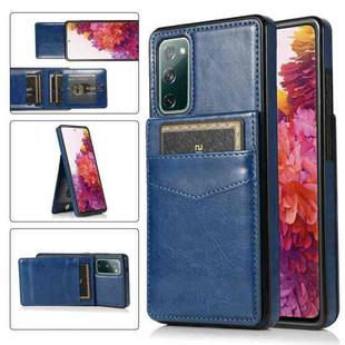 For Samsung Galaxy S20 FE Solid Color PC + TPU Protective Case with Holder & Card Slots(Blue)