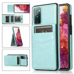 For Samsung Galaxy S20 FE Solid Color PC + TPU Protective Case with Holder & Card Slots(Green)