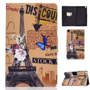 For Galaxy Tab A 8.0 2019 / T290 Colored Drawing Electric Pressed Horizontal Flip Leather Case, with Holder & Card Slots(Eiffel Tower)