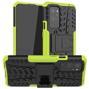 For OnePlus 9 Pro Tire Texture Shockproof TPU+PC Protective Case with Holder(Green)