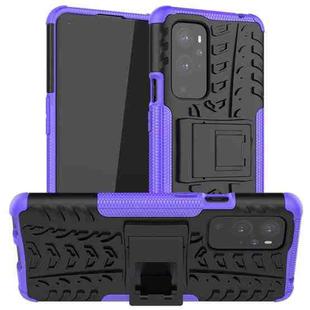 For OnePlus 9 Pro Tire Texture Shockproof TPU+PC Protective Case with Holder(Purple)