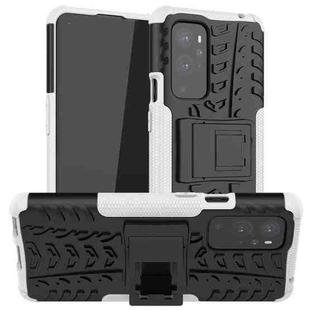 For OnePlus 9 Pro Tire Texture Shockproof TPU+PC Protective Case with Holder(White)