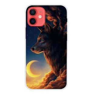 For iPhone 12 mini Shockproof Painted Transparent TPU Protective Case (Sky Wolf)