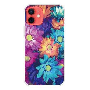 For iPhone 12 mini Shockproof Painted Transparent TPU Protective Case (Color Chrysanthemum)