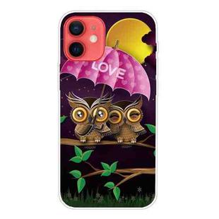 For iPhone 12 mini Shockproof Painted Transparent TPU Protective Case (Umbrella Owl)