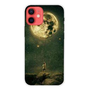 For iPhone 12 mini Shockproof Painted Transparent TPU Protective Case (Pull the Moon)