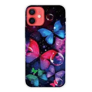 For iPhone 12 mini Shockproof Painted Transparent TPU Protective Case (Bubble Butterflies)