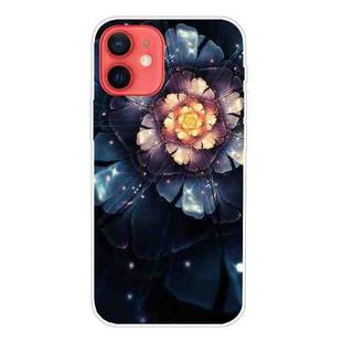 For iPhone 12 mini Shockproof Painted Transparent TPU Protective Case (Snow Lotus)