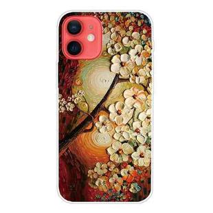 For iPhone 12 / 12 Pro Shockproof Painted Transparent TPU Protective Case(Oil Painting Magnolia)