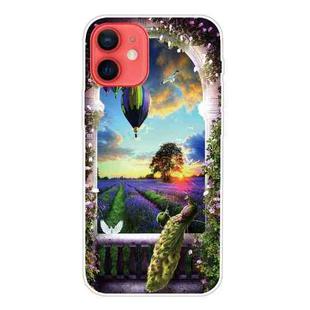 For iPhone 12 / 12 Pro Shockproof Painted Transparent TPU Protective Case(Balloon Peacock)