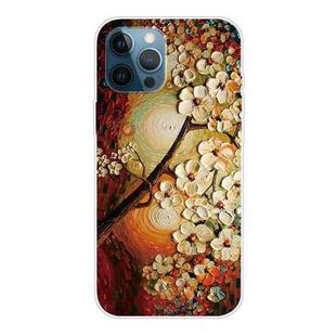 For iPhone 12 Pro Max Shockproof Painted Transparent TPU Protective Case(Oil Painting Magnolia)