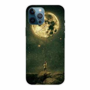 For iPhone 12 Pro Max Shockproof Painted Transparent TPU Protective Case(Pull the Moon)