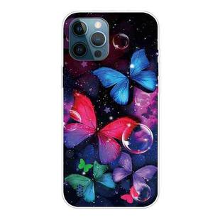 For iPhone 12 Pro Max Shockproof Painted Transparent TPU Protective Case(Bubble Butterflies)