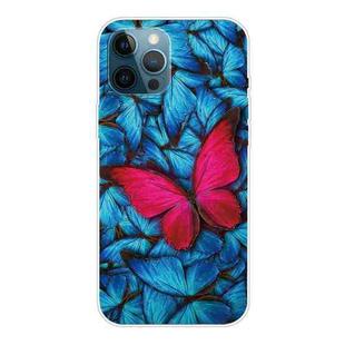 For iPhone 12 Pro Max Shockproof Painted Transparent TPU Protective Case(Big Red Butterfly)