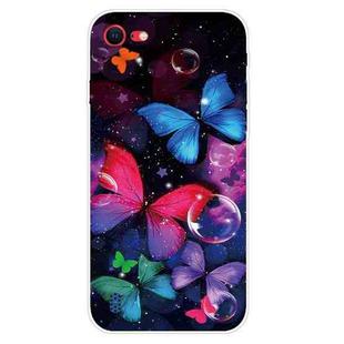 For iPhone SE 2022 / SE 2020 Shockproof Painted Transparent TPU Protective Case(Bubble Butterflies)