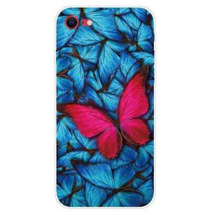 For iPhone SE 2022 / SE 2020 Shockproof Painted Transparent TPU Protective Case(Big Red Butterfly)