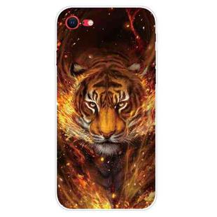 For iPhone SE 2022 / SE 2020 Shockproof Painted Transparent TPU Protective Case(Flame Tiger)