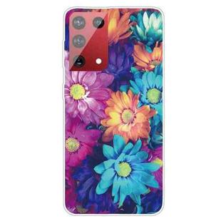 For OnePlus 9 Shockproof Painted Transparent TPU Protective Case(Color Chrysanthemum)