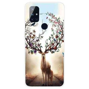 For OnePlus Nord N10 5G Shockproof Painted Transparent TPU Protective Case(Dream Deer)