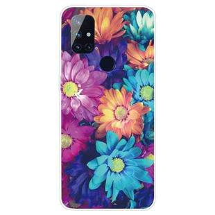 For OnePlus Nord N100 Shockproof Painted Transparent TPU Protective Case(Color Chrysanthemum)