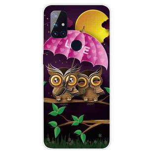 For OnePlus Nord N100 Shockproof Painted Transparent TPU Protective Case(Umbrella Owl)
