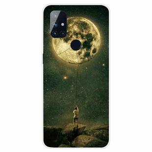 For OnePlus Nord N100 Shockproof Painted Transparent TPU Protective Case(Pull the Moon)