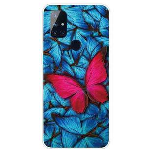 For OnePlus Nord N100 Shockproof Painted Transparent TPU Protective Case(Big Red Butterfly)