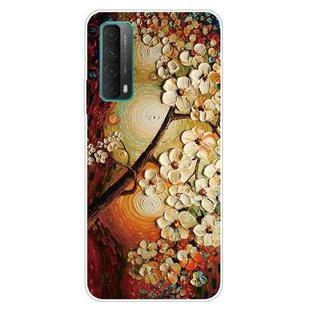 For Huawei P Smart 2021 Shockproof Painted Transparent TPU Protective Case(Oil Painting Magnolia)