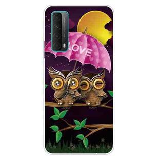 For Huawei P Smart 2021 Shockproof Painted Transparent TPU Protective Case(Umbrella Owl)