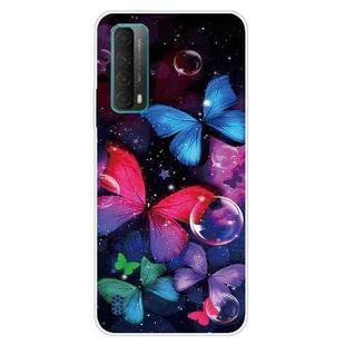 For Huawei P Smart 2021 Shockproof Painted Transparent TPU Protective Case(Bubble Butterflies)