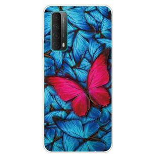 For Huawei P Smart 2021 Shockproof Painted Transparent TPU Protective Case(Big Red Butterfly)
