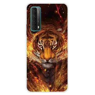 For Huawei P Smart 2021 Shockproof Painted Transparent TPU Protective Case(Flame Tiger)